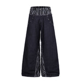 Spliced Wide-Leg Jeans