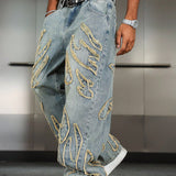 Distressed Patchwork Wide-Leg Jeans