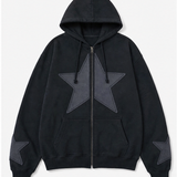 Oversized Star Zip-Up Hoodie
