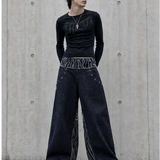 Spliced Wide-Leg Jeans