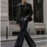 Spliced Wide-Leg Jeans