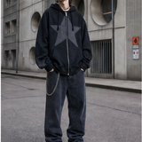 Oversized Star Zip-Up Hoodie