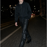 Waxed Straight-Leg Pants