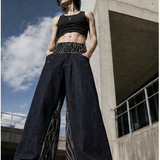 Spliced Wide-Leg Jeans