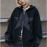 Oversized Star Zip-Up Hoodie