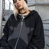 Oversized Star Zip-Up Hoodie