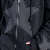 Oversized Star Zip-Up Hoodie