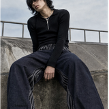 Spliced Wide-Leg Jeans