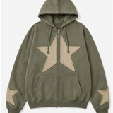 Oversized Star Zip-Up Hoodie