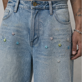 Rhinestone Wide-Leg Jeans