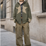 Oversized Star Zip-Up Hoodie