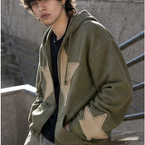 Oversized Star Zip-Up Hoodie