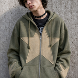 Oversized Star Zip-Up Hoodie