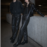 Waxed Straight-Leg Pants